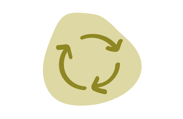 Licht groen logo met een recylce/ retour logo doormiddel van 3 pijlen in een rondje